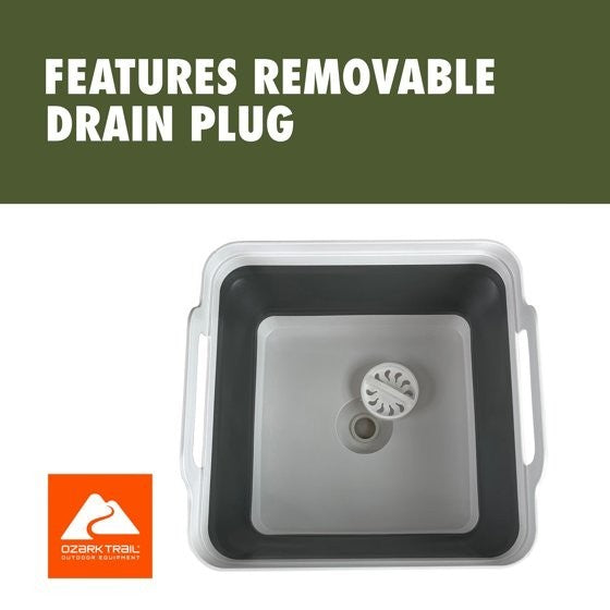 10 Quart Collapsible Camping Sink with Handles and Drain Plug