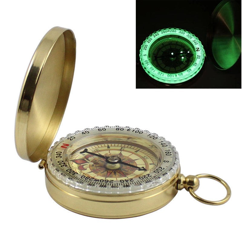 Outdoor Camping Luminous Navigational Compass - Brass Pocket Tool