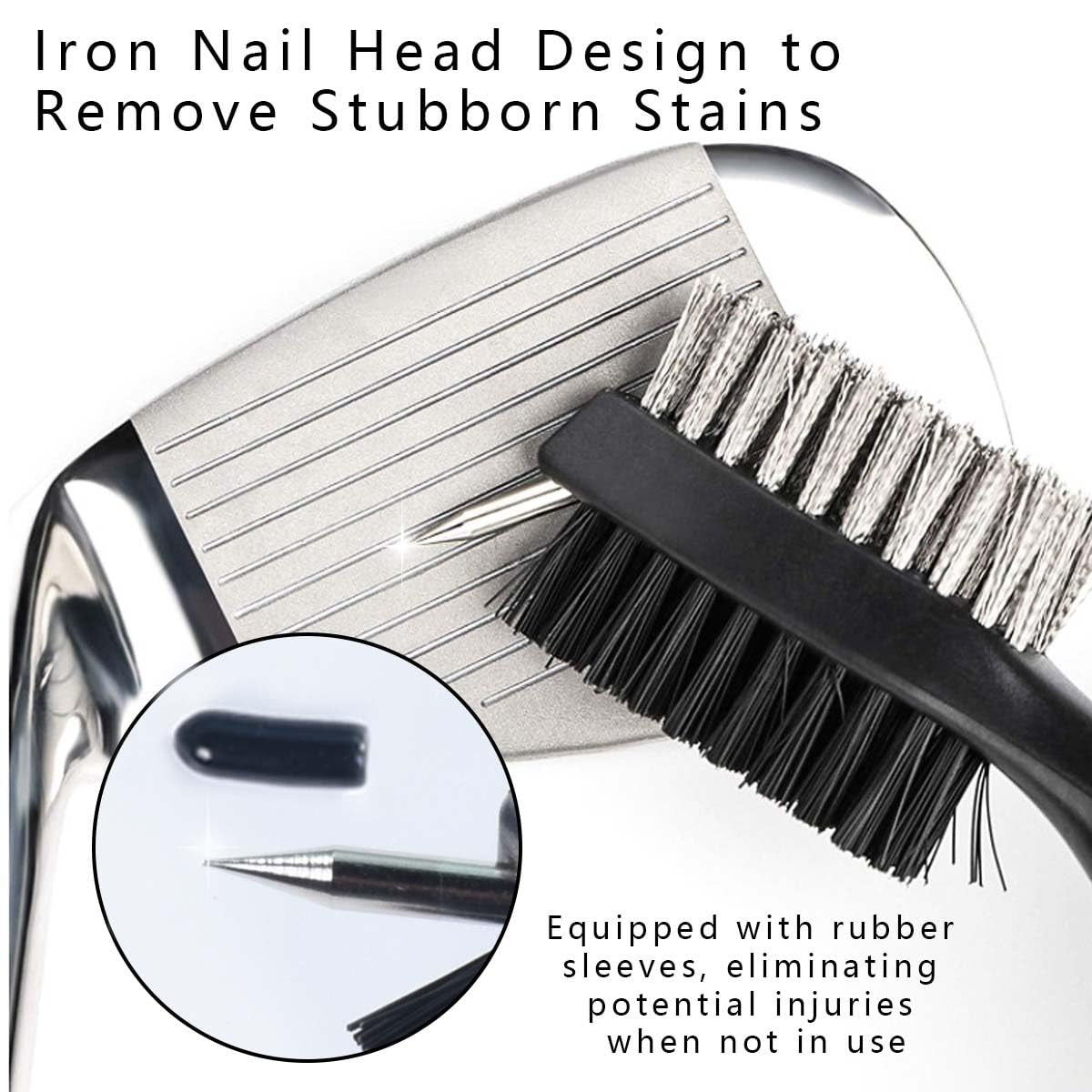 Golf Club Groove Cleaner Brush Set with Retractable Zip-Line - 2 Pack