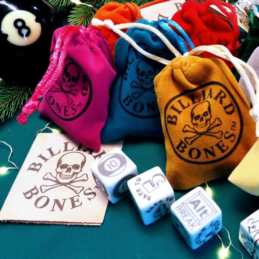 Billiard Bones Dice Game Set for Pool – Includes 3 Engraved Dice