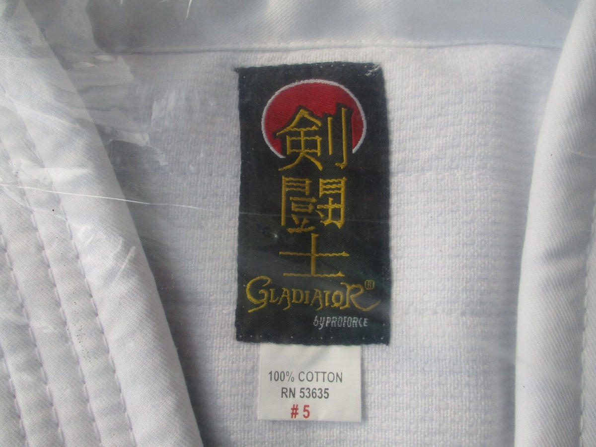 ProForce Gladiator Judo Uniform White Size 5 Traditional Drawstring Cotton