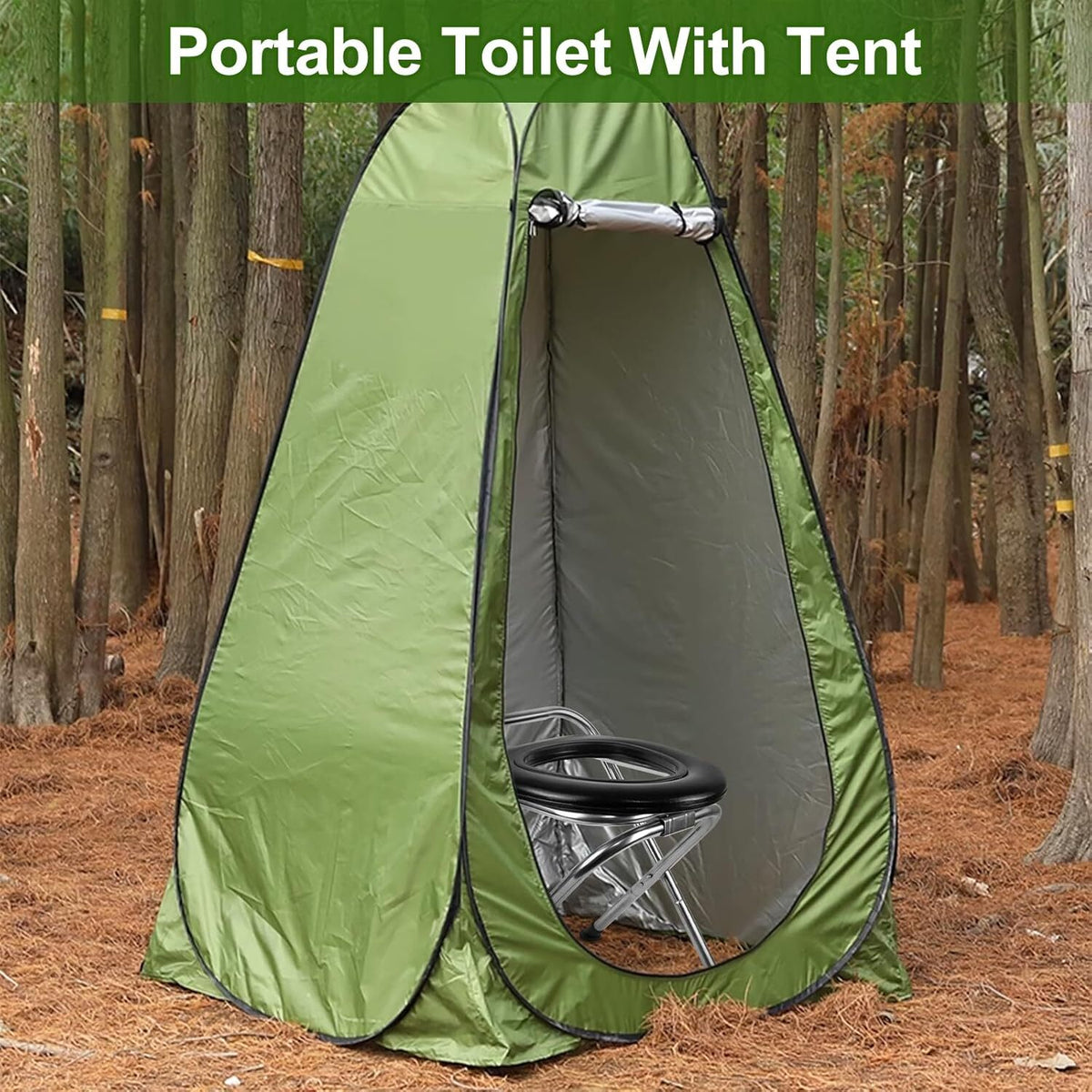 Portable Camping Toilet with 300LBS Capacity, Foldable Travel Toilet