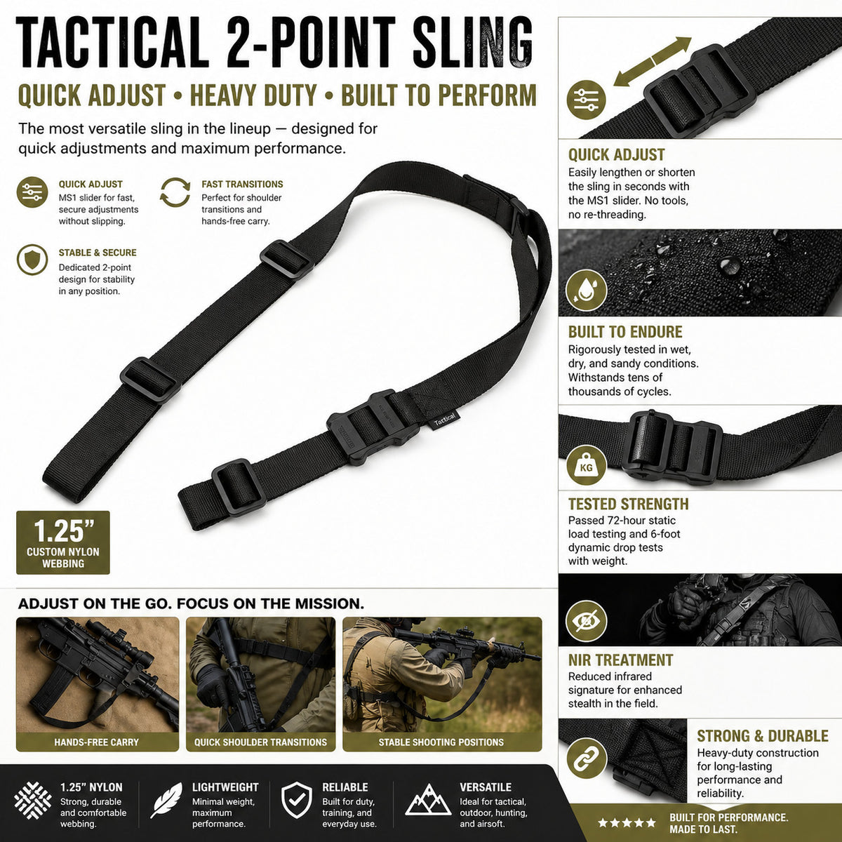 Magpul MS1 Two-Point Quick-Adjust Rifle Sling - Durable Nylon Webbing