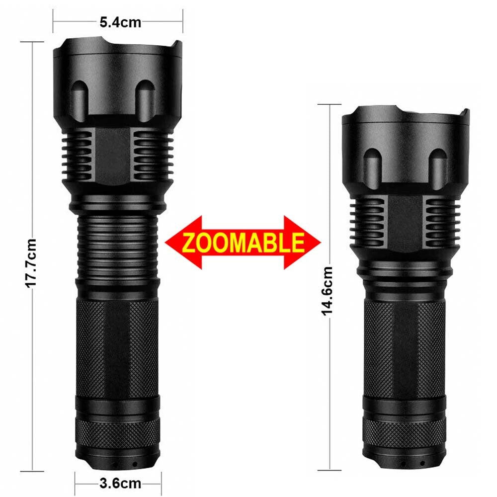 High Power Adjustable Focus LED Flashlight Torch 26650 3 Modes Waterproof