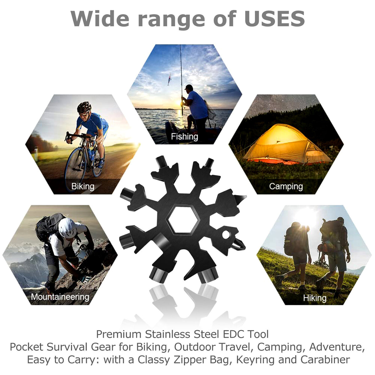 Multifunction Snowflake Multi-Tool Set - 18-in-1 Carbon Steel Screwdriver Opener