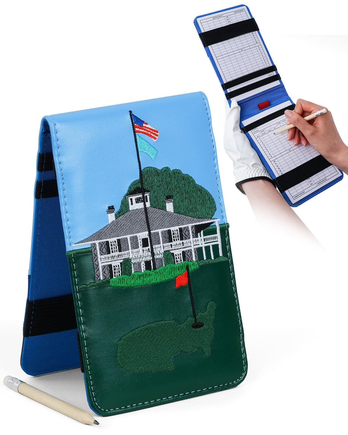 Golf Scorecard Holder Waterproof Leather Yardage Book Cover with Clover Design