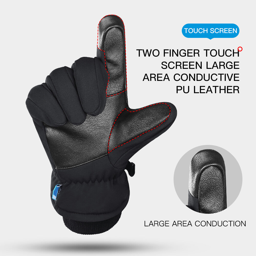 Winter Waterproof Ski Gloves with Fleece Liner Deerskin Suede for Cold Weather