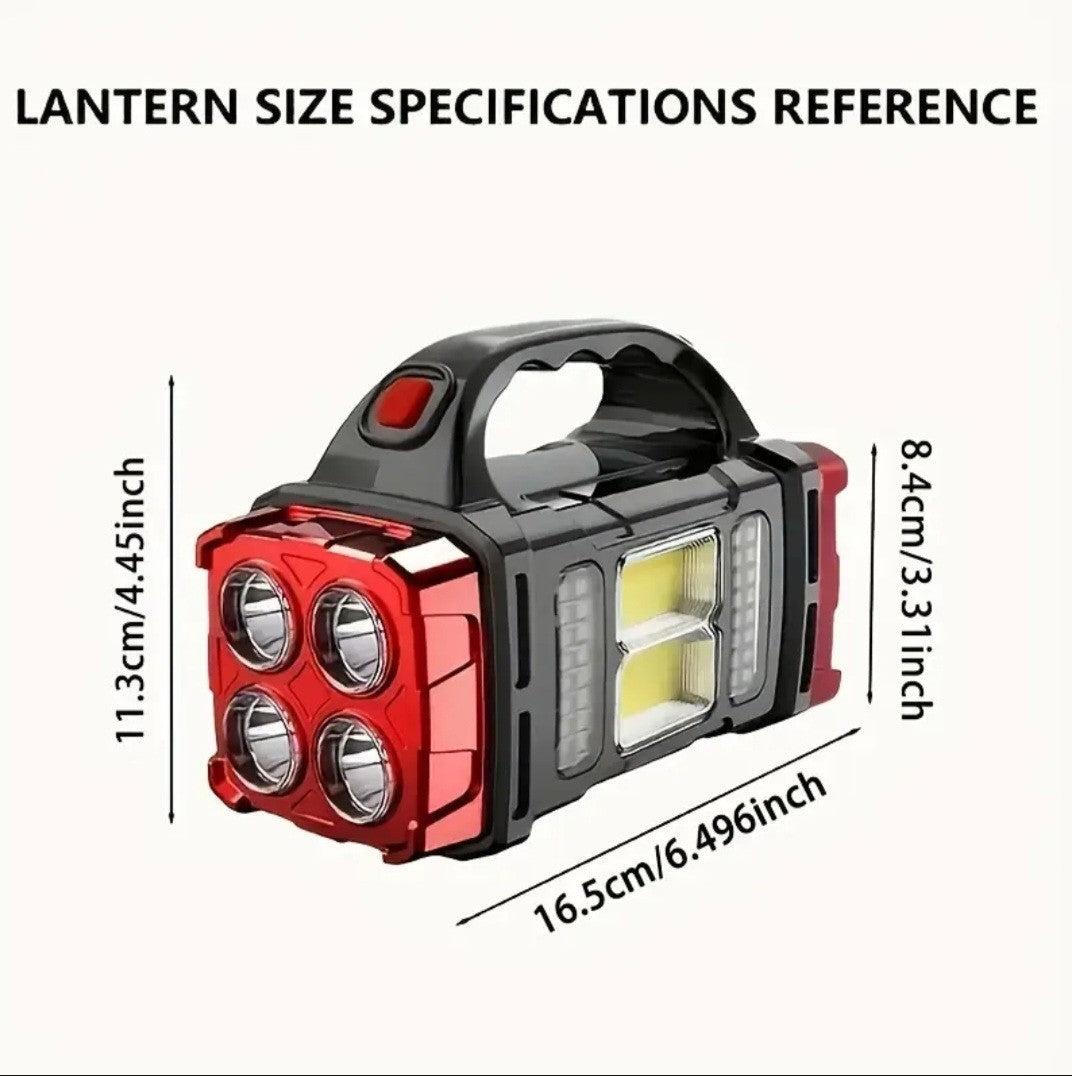 Solar Rechargeable LED Lantern Flashlight with Power Bank for Camping Emergency