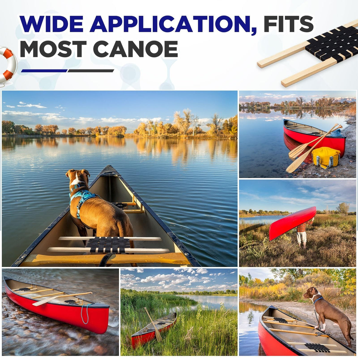 34 Inch Canoe Seats Nylon Webbed Replacement Canoe Hardware Pair