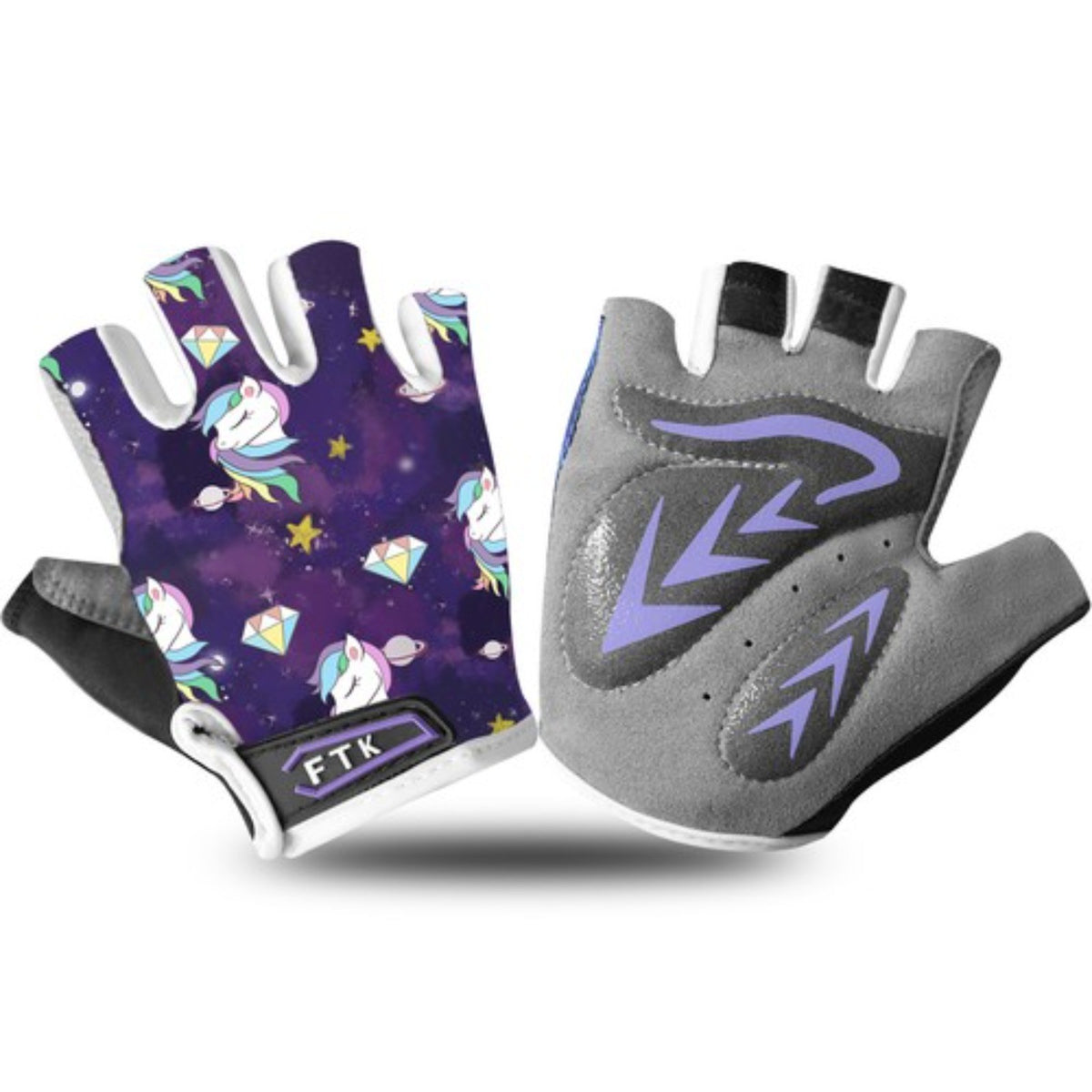 Kids Cycling Gloves - Half Finger Gel Padded Non-Slip Breathable Pair