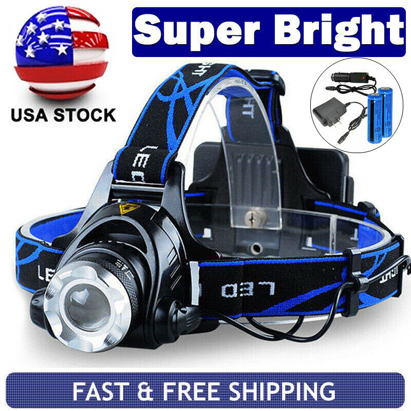 Super Bright Rechargeable LED Headlamp with 100M Beam, 3 Modes, Waterproof