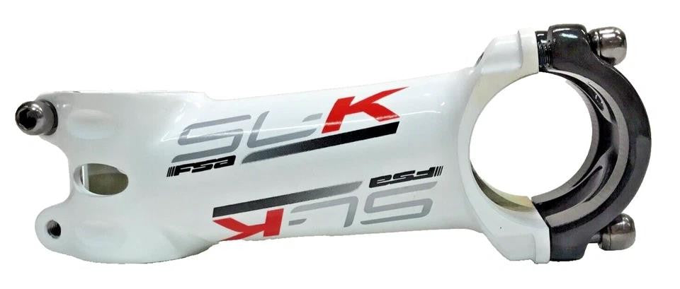 FSA SL‑K Bicycle Stem 100mm 31.8mm Clamp Alloy & Carbon Faceplate White