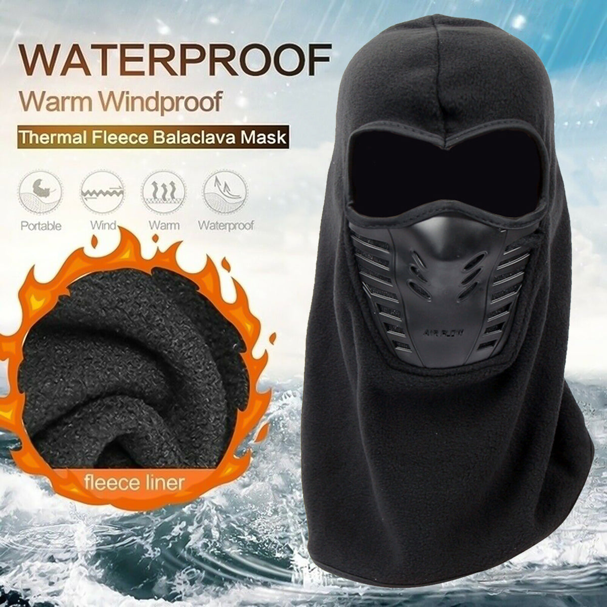 Full Face Ski Mask Balaclava Windproof Fleece Neck Warmer for Cold Weather