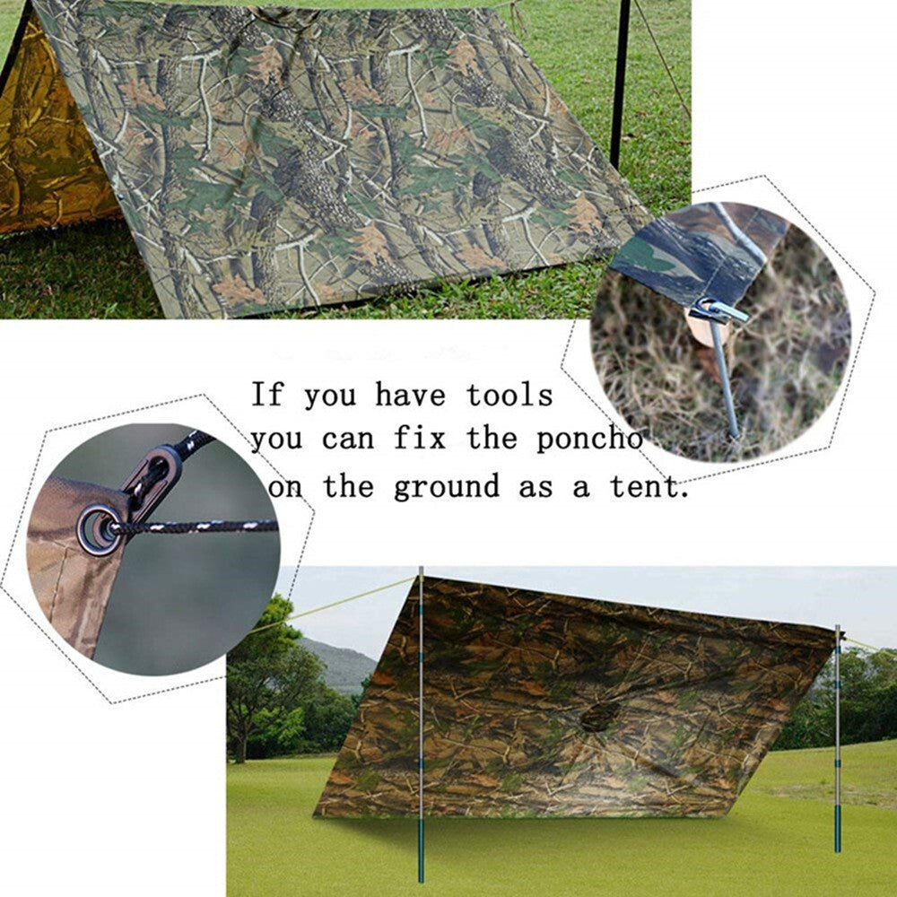 Waterproof Tactical Rain Poncho Shelter for Hunting Camping and Outdoor Use