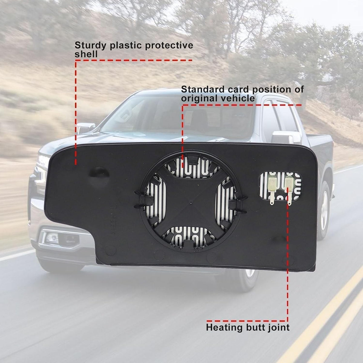 Heated Left Side Mirror Glass for Chevy Silverado & GMC Sierra Trucks