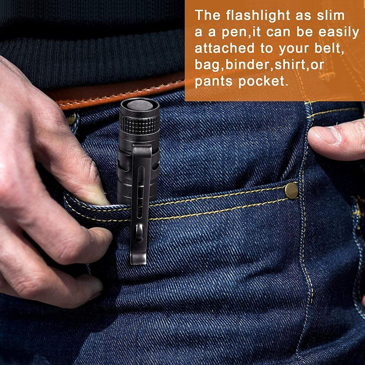 LED Penlight Flashlight Clip Mini Portable Torch for Outdoor Camping
