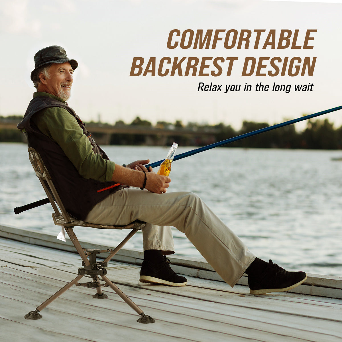 Foldable Swivel Hunting Chair Seat with 360° Rotation and Adjustable Height
