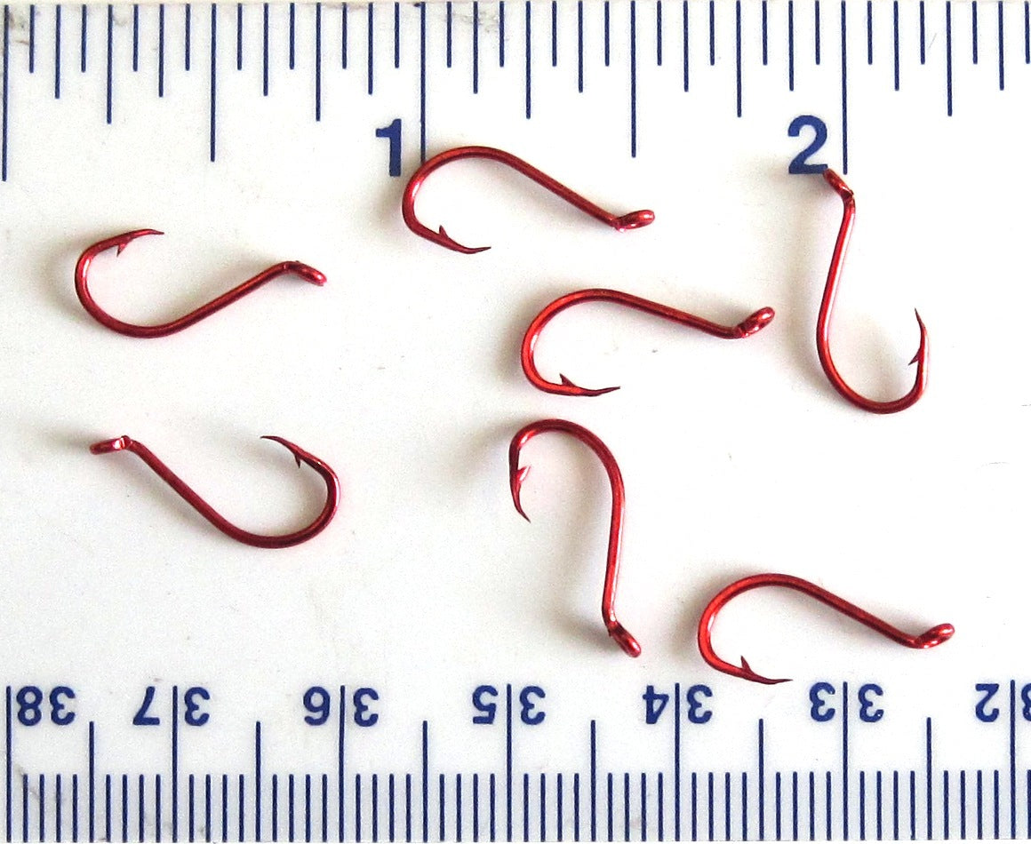 Fishing Hooks - 100 Size 10 Red Chrome Octopus Fish Hooks for Angling