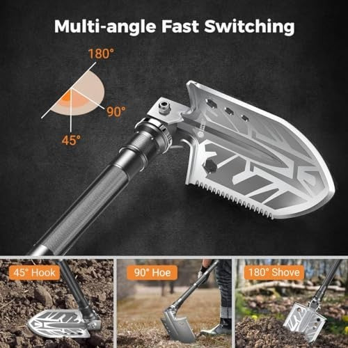 23-in-1 Folding Camping Shovel Multi-Tool Survival Gear for Outdoors