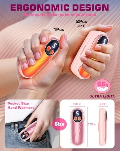 Rechargeable Hand Warmers 6000mAh - 5 Level Portable Pocket Heater Set