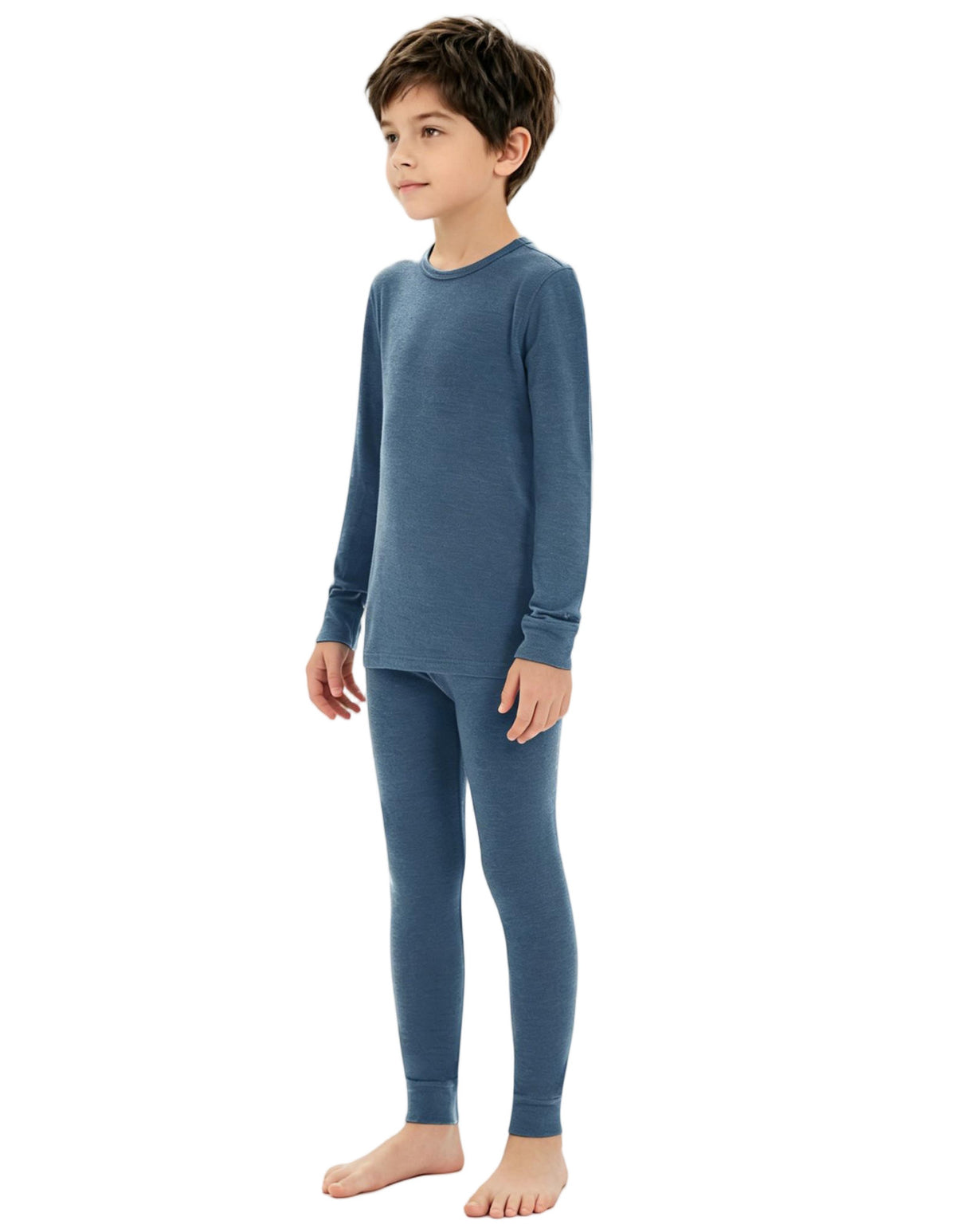 Kids Merino Wool Base Layer Set - Thermal Long Johns & Top for Boys Girls