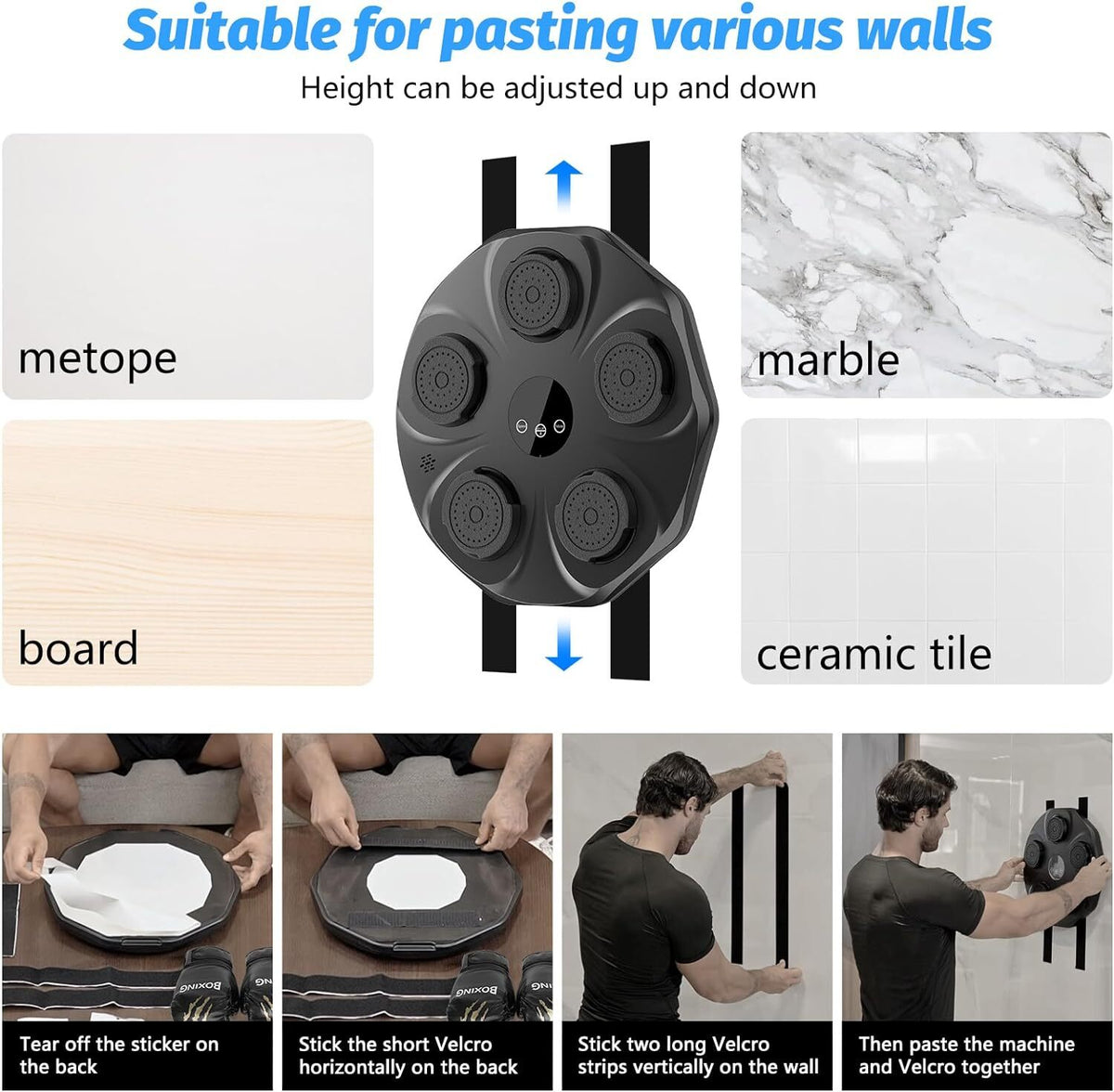 Music Boxing Machine with Boxing Gloves Wall Mount Bluetooth Trainer