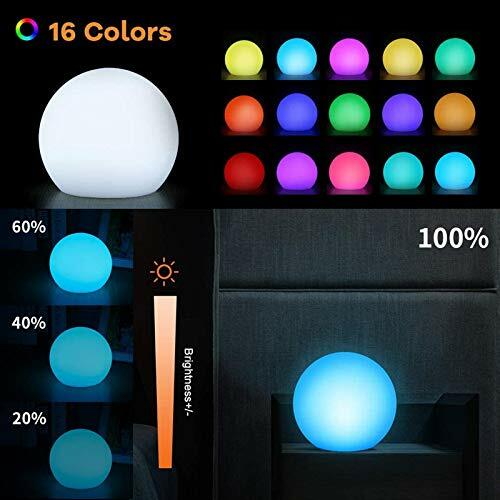 8-Inch Rechargeable LED Globe Light with Remote, 16 RGB Colors & Waterproof