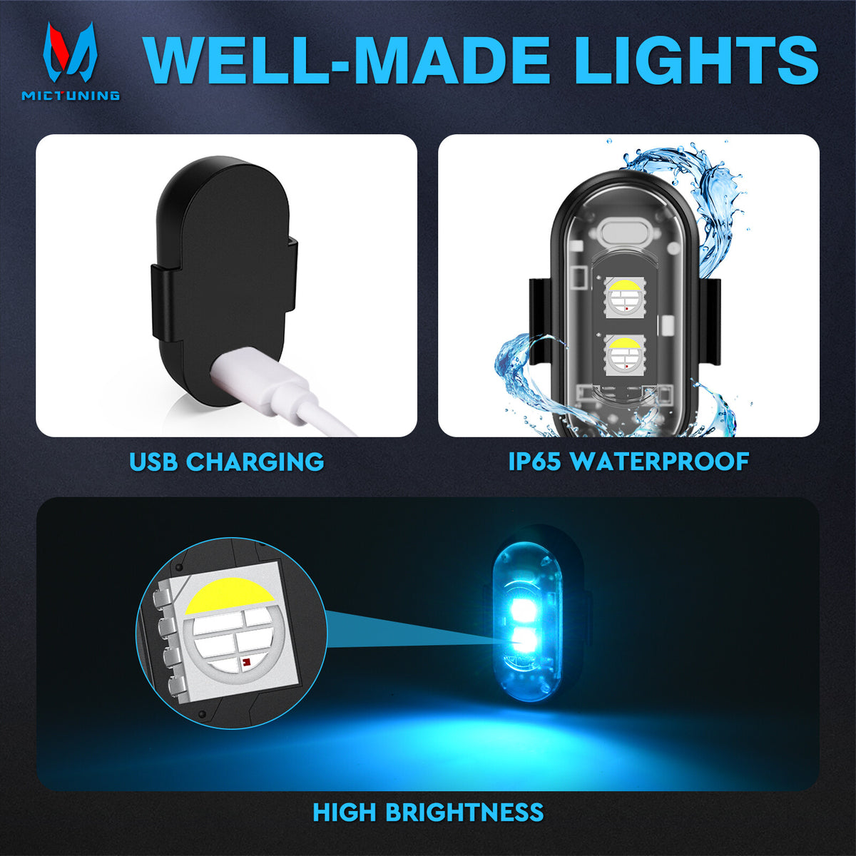 Wireless LED Strobe Lights 8 Colors USB Rechargeable Anti-Collision Lamps 20 pcs