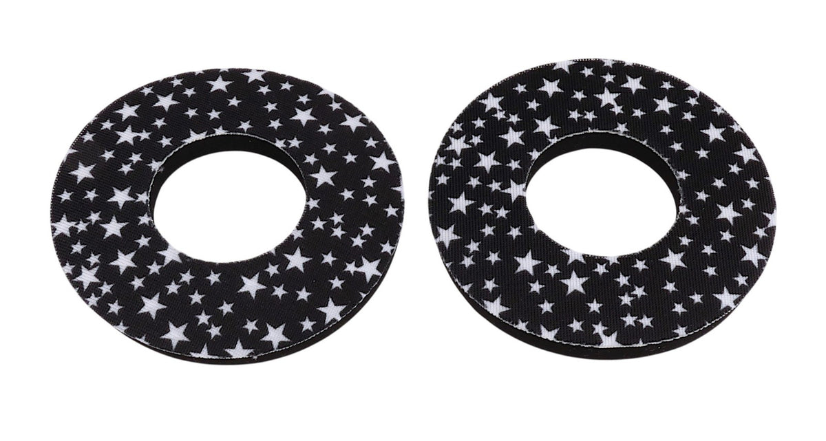 BMX Handlebar Foam Grips with Star Pattern - White on Black, Pair