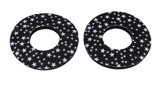 BMX Handlebar Foam Grips with Star Pattern - White on Black, Pair