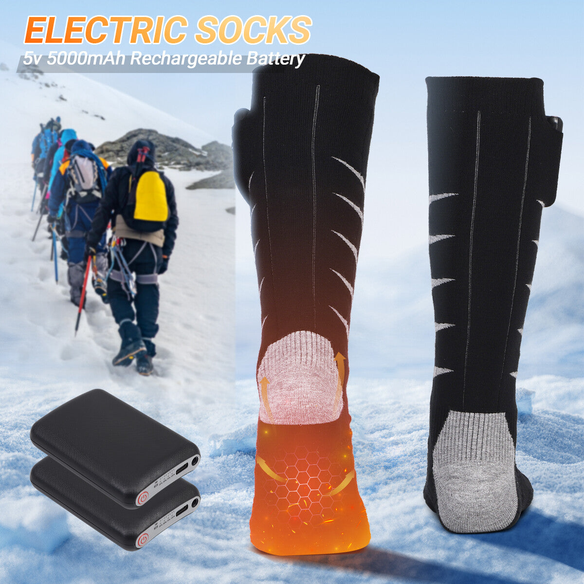 Electric Heated Socks Rechargeable Battery Winter Foot Warmer Men Women