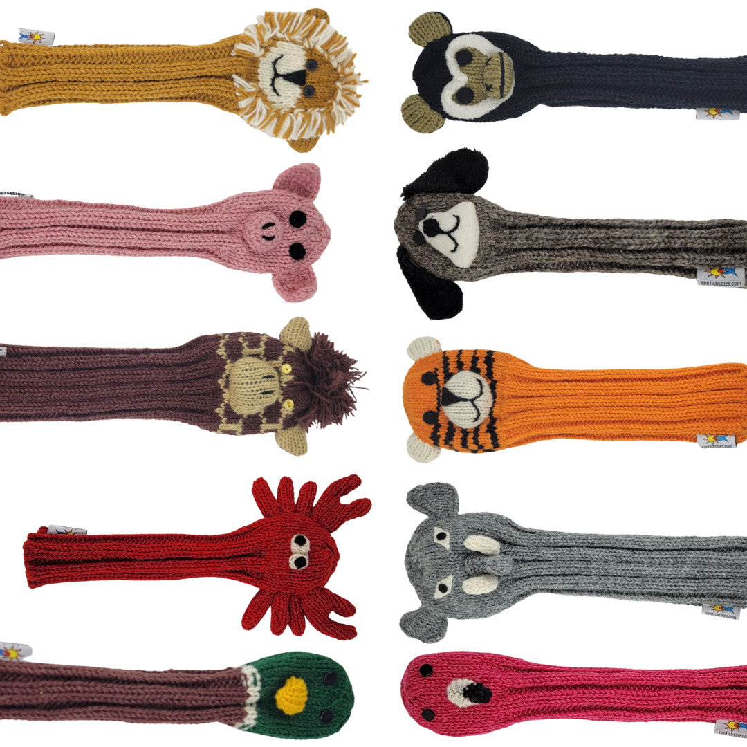 Golf Alignment Stick Cover Wool Animal Knit Golf Accessory Multiple Styles
