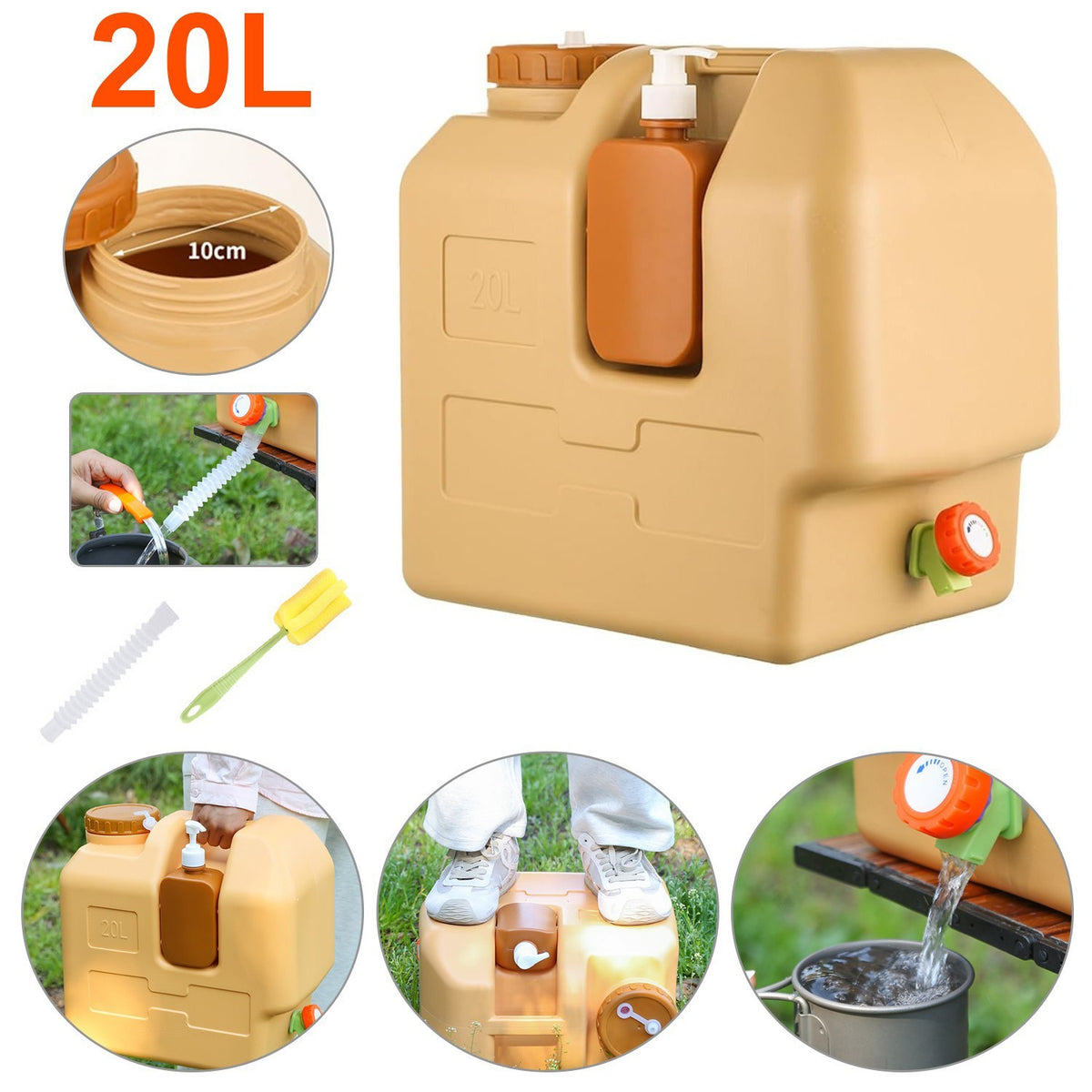 20L Outdoor Water Container with Spigot for Camping and Emergency Use