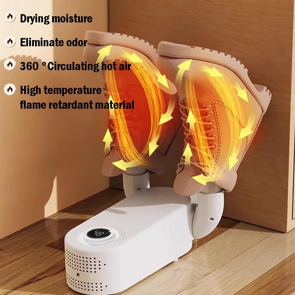 Portable Shoe & Boot Dryer with UV Odor Removal - Foldable Shoe Warmer