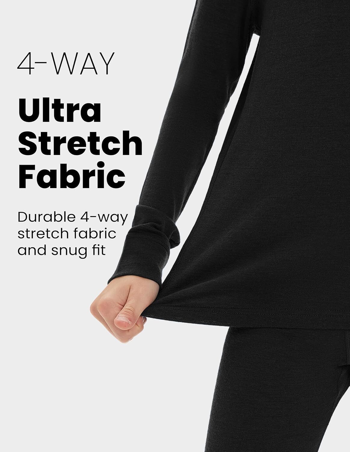 Kids Merino Wool Base Layer Set - Thermal Long Johns & Top for Boys Girls