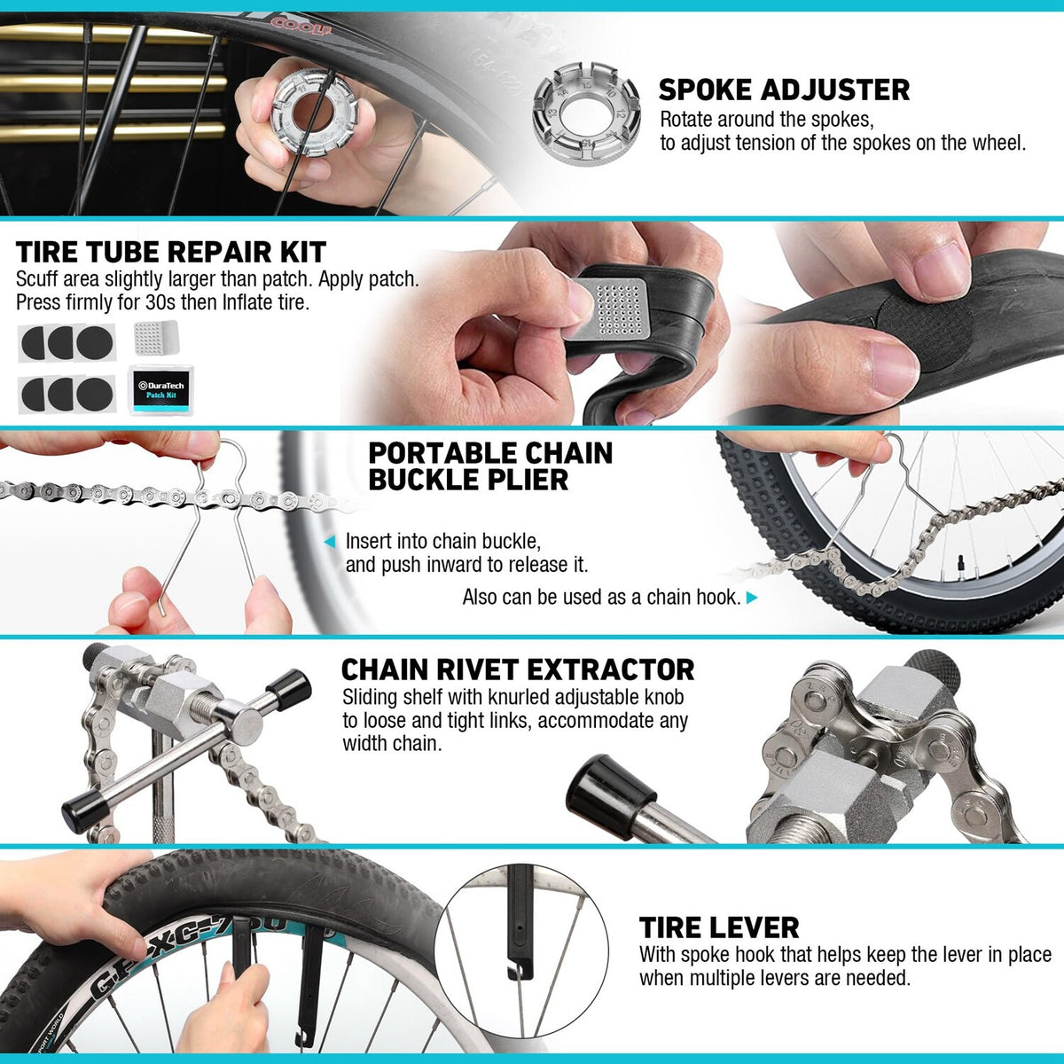 31-Piece Bicycle Repair Kit with Storage Box - Compatible with Most Bikes