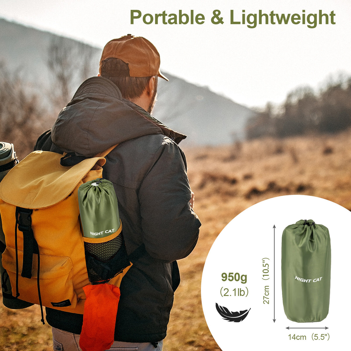 Inflatable Sleeping Pad for Camping & Hiking, Quick-Inflate, Durable Support