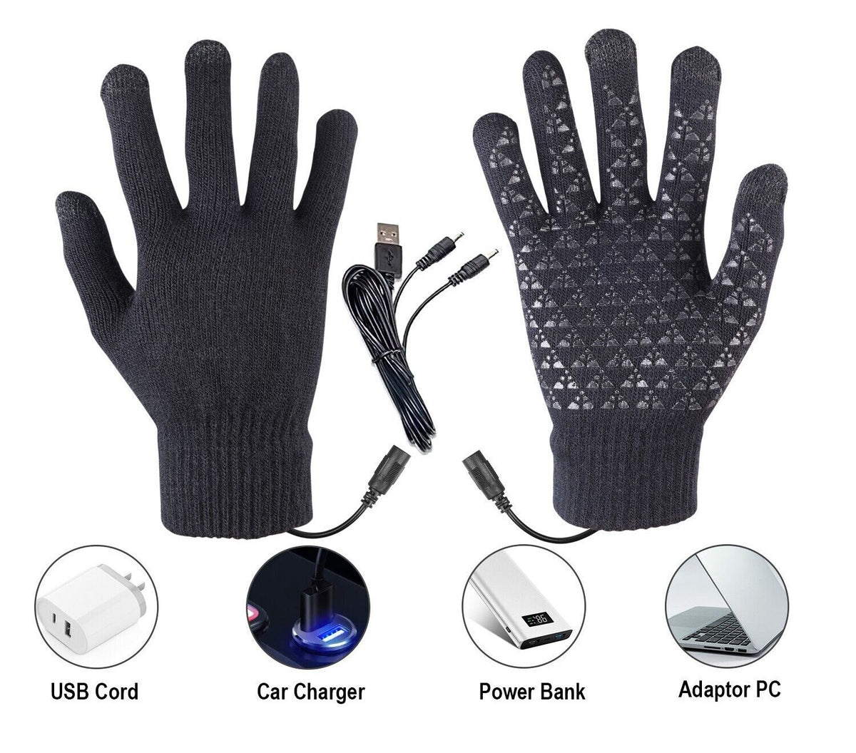 USB Heated Gloves for Men Women Windproof Touchscreen Skiing & Snowboarding