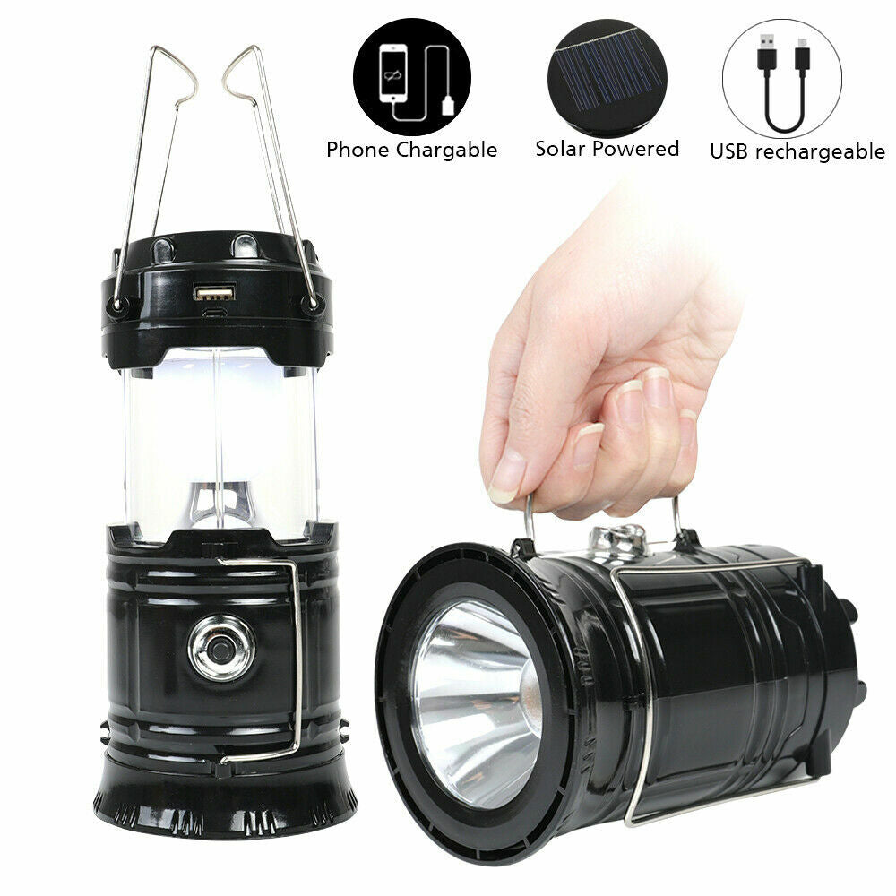 USB Solar Rechargeable LED Camping Lantern and Tent Light