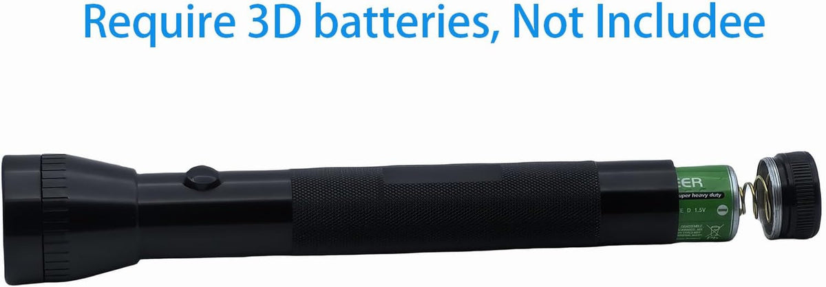Heavy Duty LED Flashlight with 3 D Cell Batteries, High Lumens, Emergency & Outdoor Use