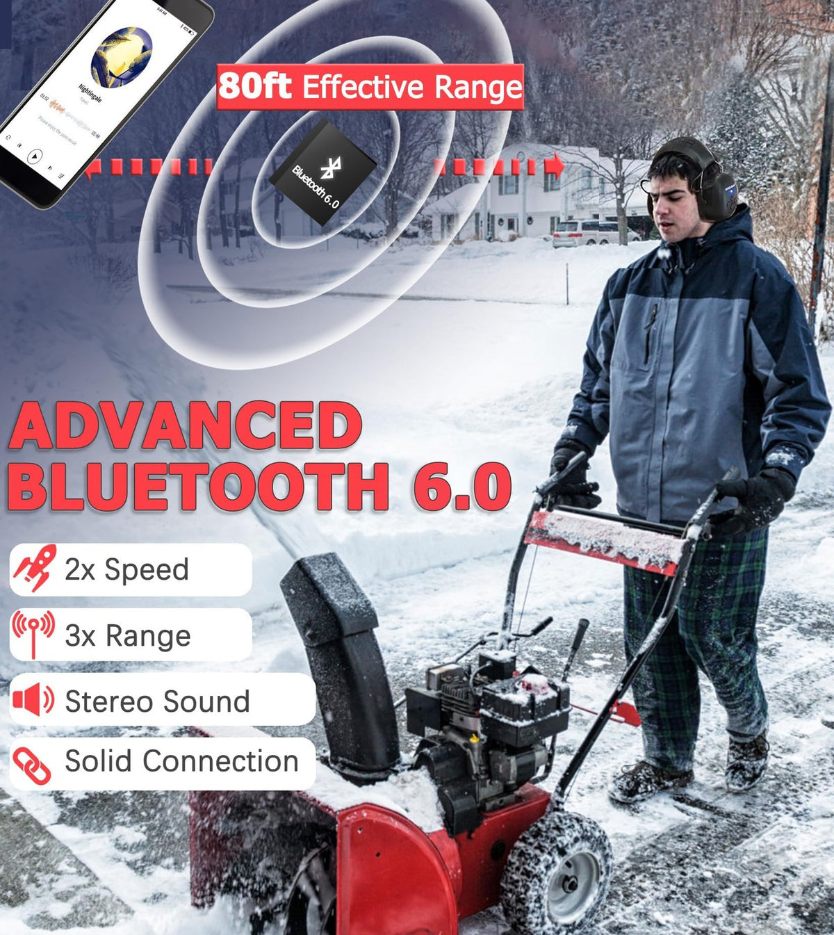 Bluetooth Hearing Protection Ear Muffs 30dB Noise Cancelling Safety Ear Muffs