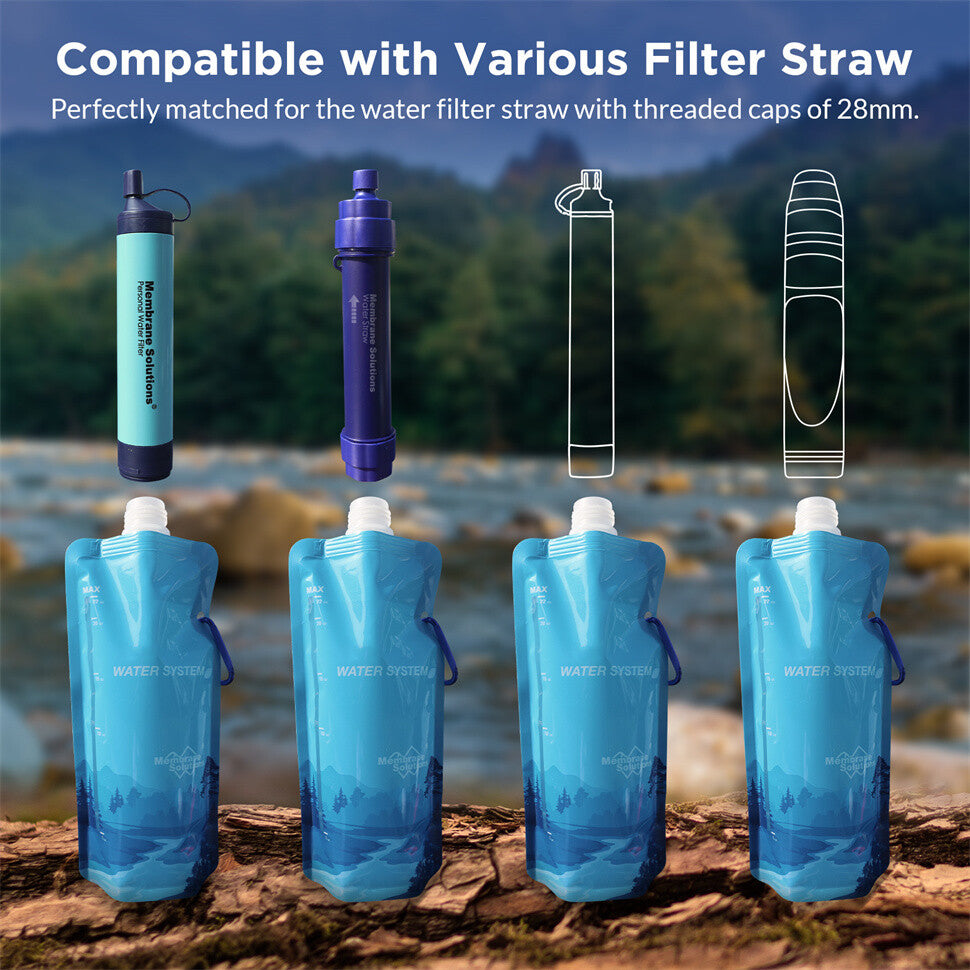 4-Pack Collapsible Water Bottles - Reusable 680ml Outdoor Travel Pouches