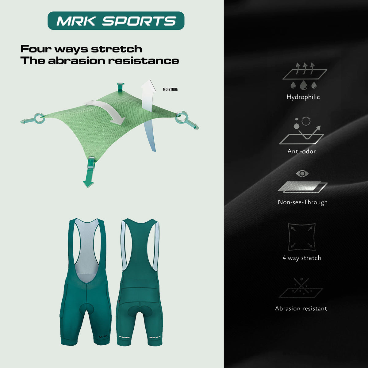 Men's Cycling Bib Shorts with Gel Padding and Pockets - Road MTB Bike Apparel