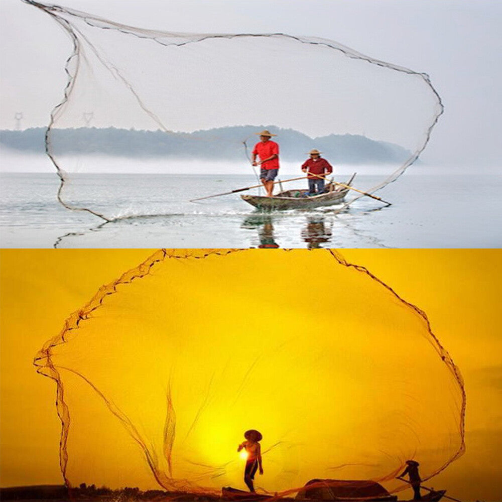 Heavy Duty Casting Net for Fishing - Easy Throw Hand Net with Durable Mesh and Extended Rope