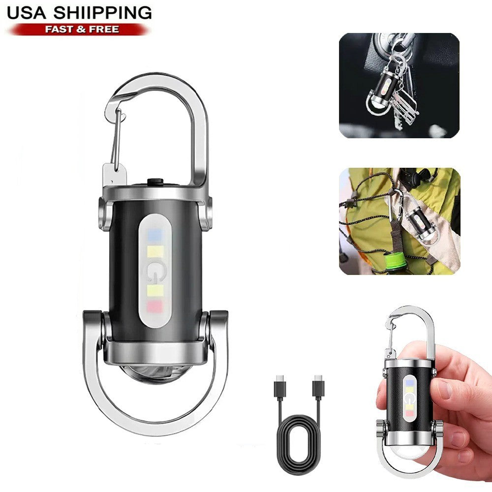 Rechargeable Mini LED Keychain Flashlight Waterproof Portable Torch for Camping
