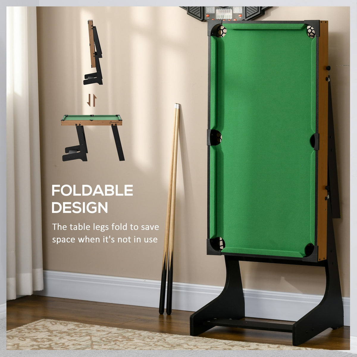 40'' Mini Pool Table Set - Tabletop Billiards with Cues, Folding