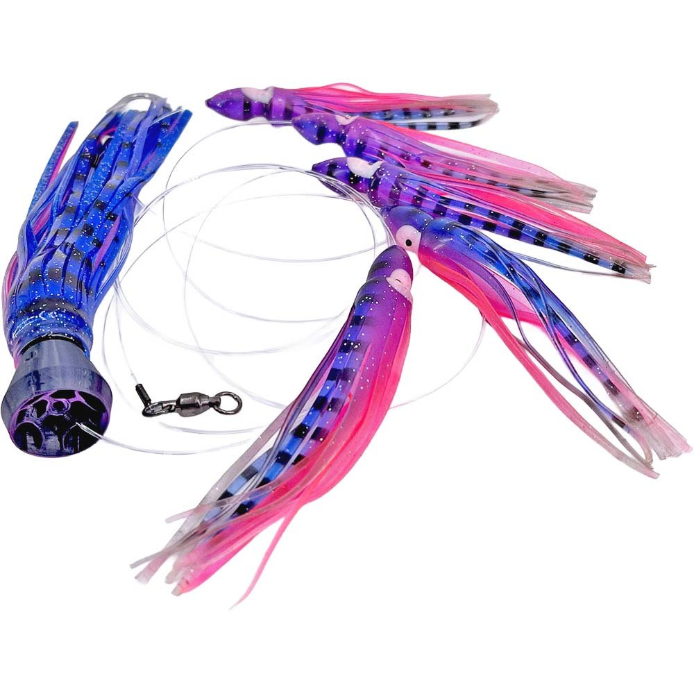 Saltwater Trolling Lure Set with Skirts and Jet Head for Tuna Mahi Wahoo