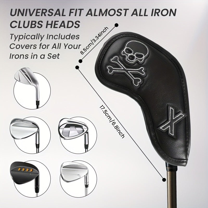Golf Skull Skeleton Headcover for Irons - Black Golf Club Head Cover