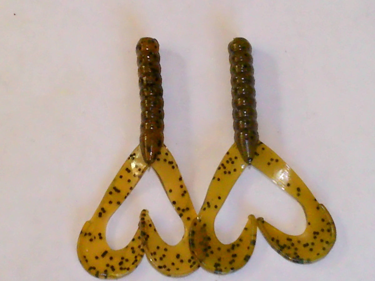 Double Tail Grub Soft Plastic Fishing Lure - Assorted Colors, 3 Inch, Pack of 24