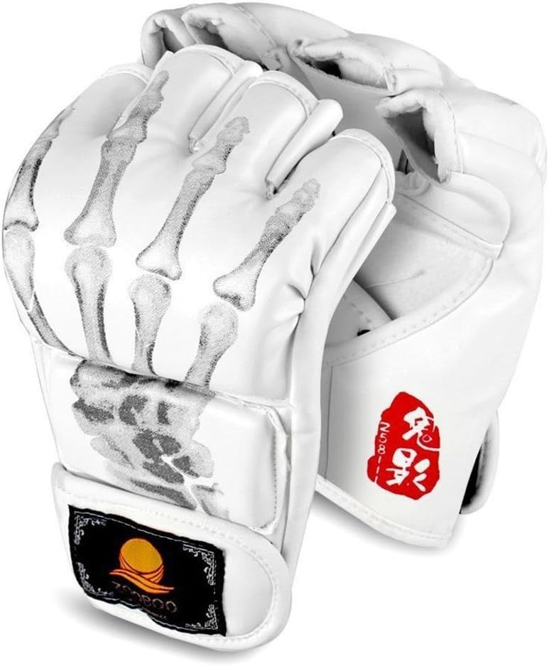 Half-Finger MMA Boxing Gloves with Adjustable Wrist Support - Breathable PU Leather